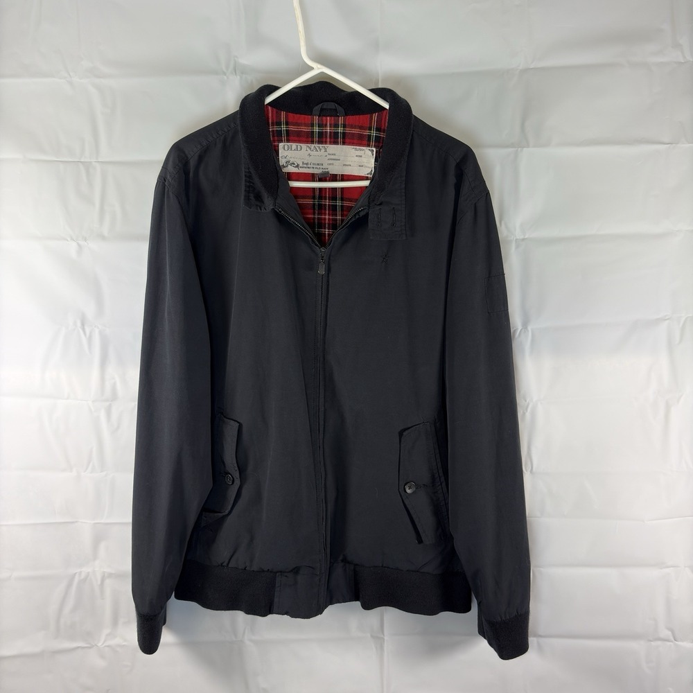 🇺🇸Retro 2006 Old Navy Flannel Lined Zip Up Black Jacket With Pockets Size L